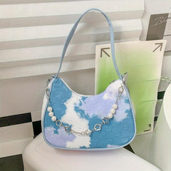 Tie Dye Crescent Hobo Bag Fairy Contrast Shoulder Bag Women's