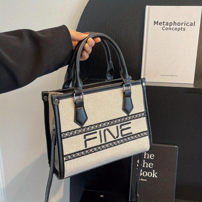 Women's Letter Embroidery Shoulder Bag Stylish Satchel