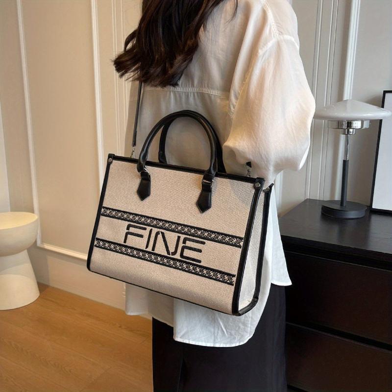 Women's Letter Embroidery Shoulder Bag Stylish Satchel