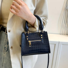 Crocodile Pattern Top Handle Satchel Crossbody Bag PU Leather Handbag