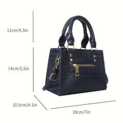 Crocodile Pattern Top Handle Satchel Crossbody Bag PU Leather Handbag