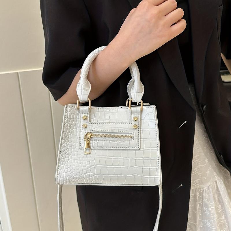 Crocodile Pattern Top Handle Satchel Crossbody Bag PU Leather Handbag