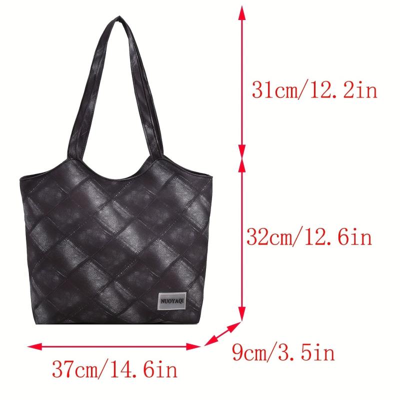 Denim Pattern Satchel Bag Niche Storage Handbag For Work & School