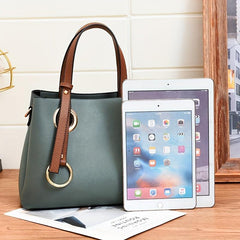 Large Capacity Satchel Tote Bag PU Leather Textured Shoulder Bag
