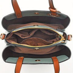 Large Capacity Satchel Tote Bag PU Leather Textured Shoulder Bag