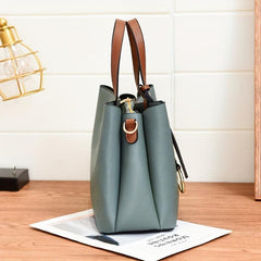 Large Capacity Satchel Tote Bag PU Leather Textured Shoulder Bag