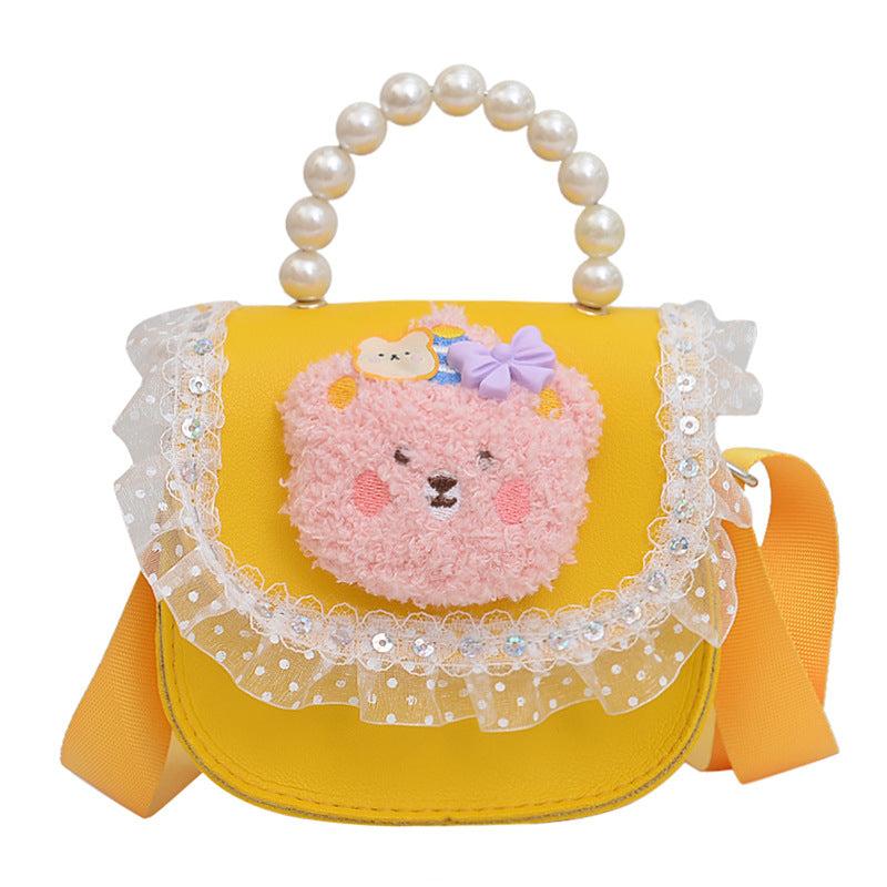Mini Cartoon Bear Pearl Chain Handbag Waterproof Crossbody Bag
