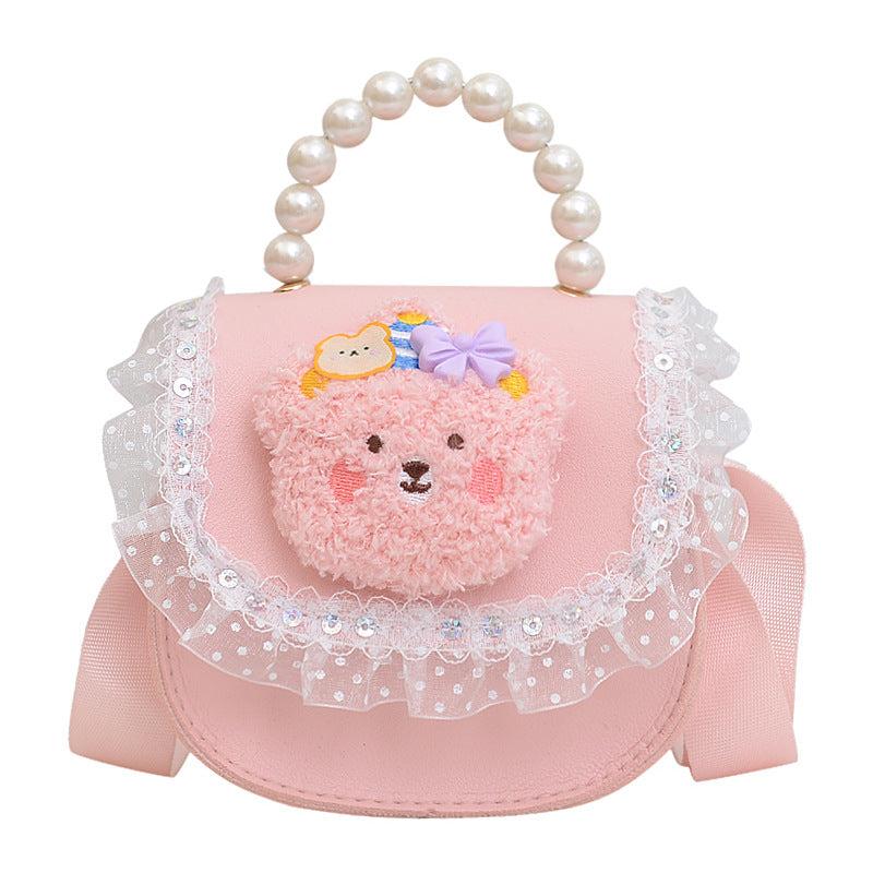 Mini Cartoon Bear Pearl Chain Handbag Waterproof Crossbody Bag