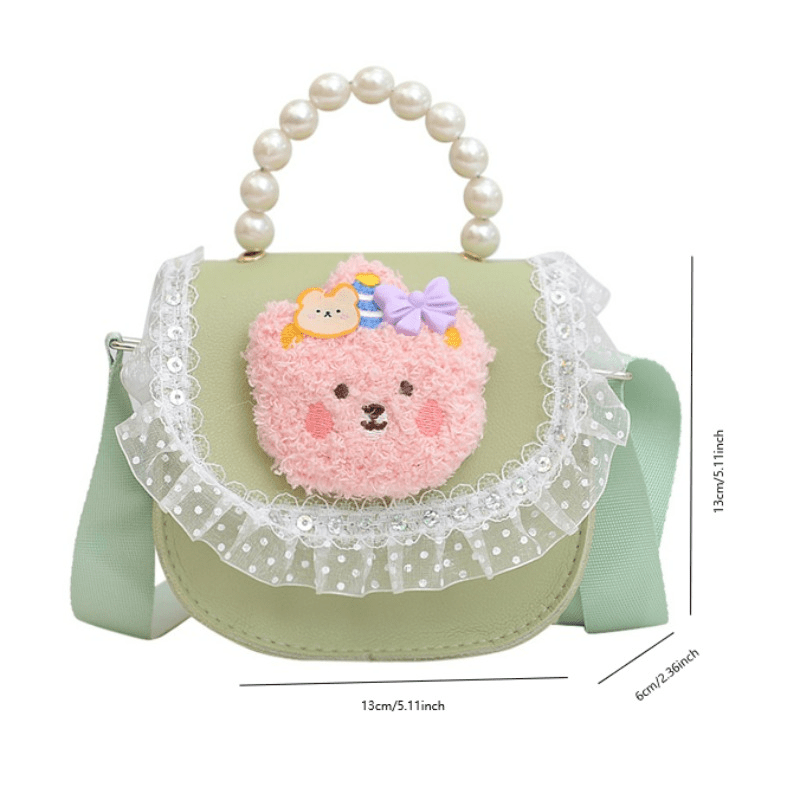 Mini Cartoon Bear Pearl Chain Handbag Waterproof Crossbody Bag