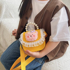 Mini Cartoon Bear Pearl Chain Handbag Waterproof Crossbody Bag