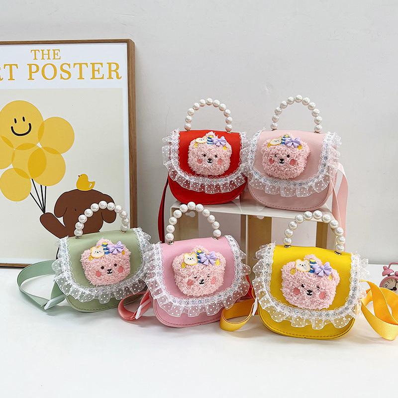 Mini Cartoon Bear Pearl Chain Handbag Waterproof Crossbody Bag