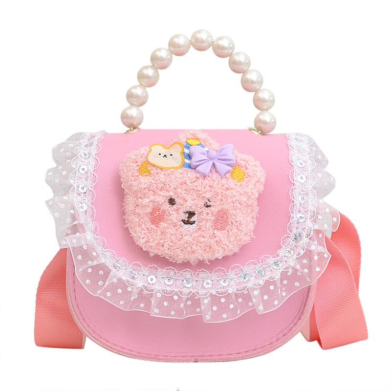 Mini Cartoon Bear Pearl Chain Handbag Waterproof Crossbody Bag