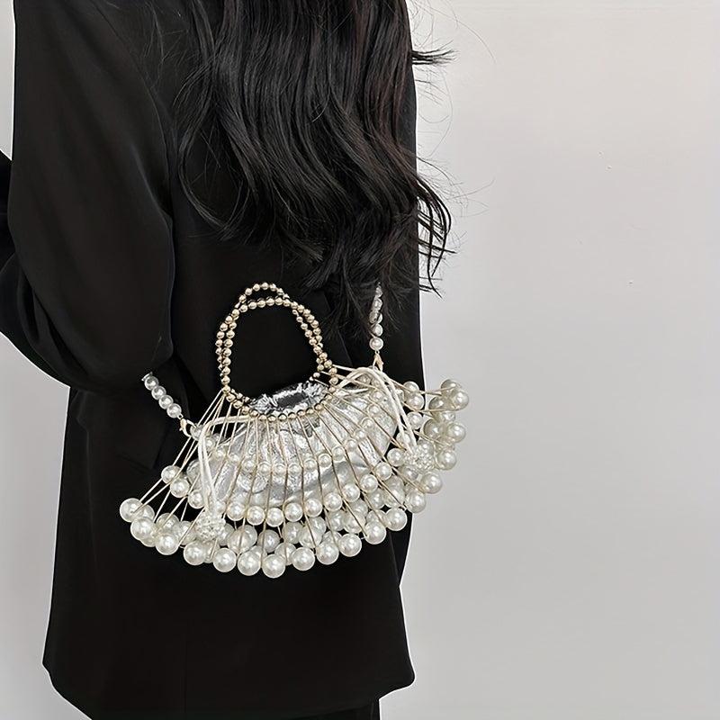 Classic Pearl Clutch Bag Elegant Beaded Evening Bag