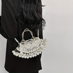 Classic Pearl Clutch Bag Elegant Beaded Evening Bag