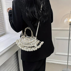 Classic Pearl Clutch Bag Elegant Beaded Evening Bag