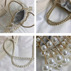 Classic Pearl Clutch Bag Elegant Beaded Evening Bag