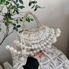 Classic Pearl Clutch Bag Elegant Beaded Evening Bag
