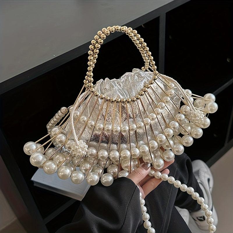 Classic Pearl Clutch Bag Elegant Beaded Evening Bag