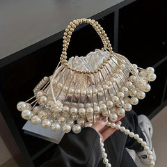 Classic Pearl Clutch Bag Elegant Beaded Evening Bag