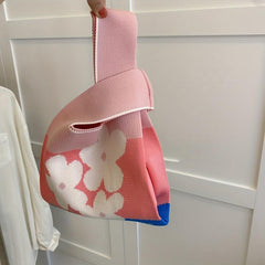 Flower Pattern Crochet Bag Women's Tote Handbags