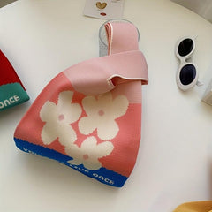 Flower Pattern Crochet Bag Women's Tote Handbags