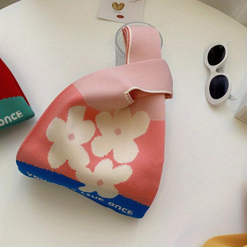 Flower Pattern Crochet Bag Women's Tote Handbags