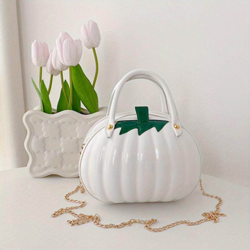 Pumpkin Shaped Satchel Novelty Crossbody Bag Halloween Candy Bag