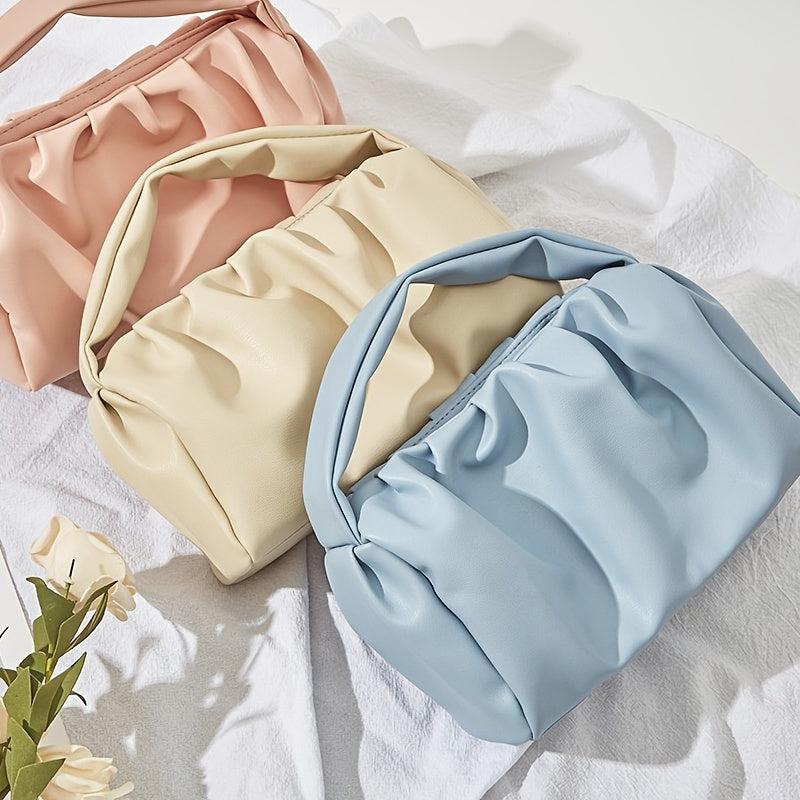 Stylish Ruched Satchel Handbag Zipper Bag