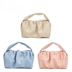Stylish Ruched Satchel Handbag Zipper Bag