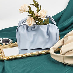 Stylish Ruched Satchel Handbag Zipper Bag