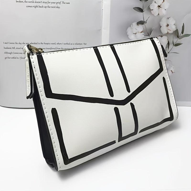 Colorblock Envelop Pattern Clutch Pouch Zipper Coin Purse