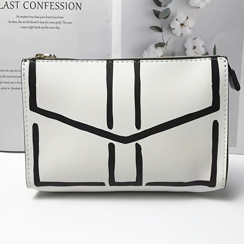 Colorblock Envelop Pattern Clutch Pouch Zipper Coin Purse