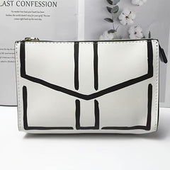 Colorblock Envelop Pattern Clutch Pouch Zipper Coin Purse