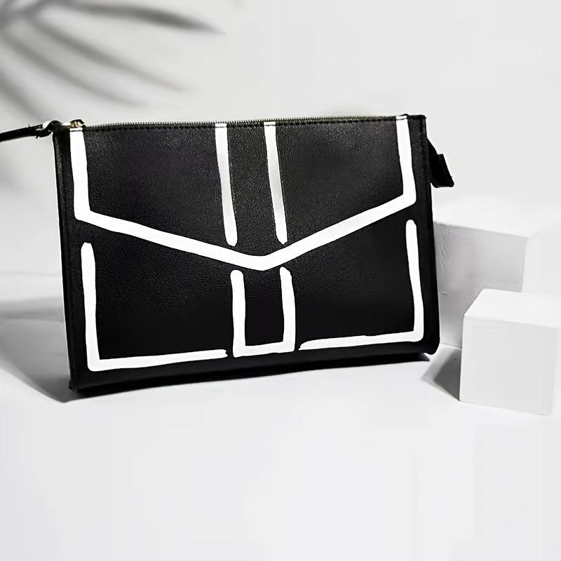 Colorblock Envelop Pattern Clutch Pouch Zipper Coin Purse