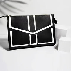 Colorblock Envelop Pattern Clutch Pouch Zipper Coin Purse