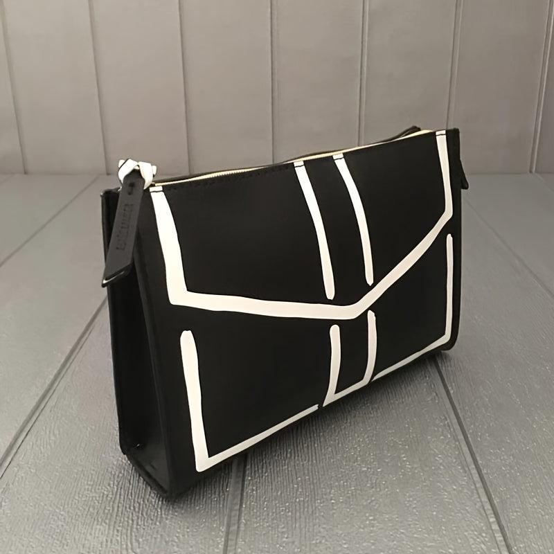 Colorblock Envelop Pattern Clutch Pouch Zipper Coin Purse