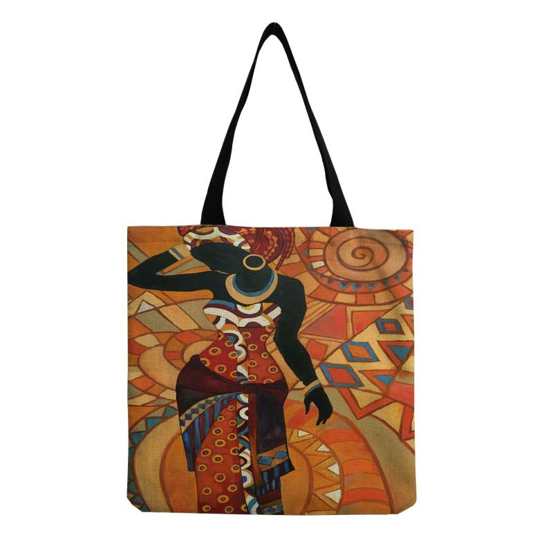 3D Printed African Woman Tote Bag Fashionable Handbag For Shopping & Travel