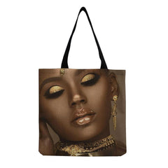 3D Printed African Woman Tote Bag Fashionable Handbag For Shopping & Travel