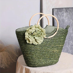 Straw Satchel Bag Summer Travel Handbag