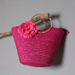 Straw Satchel Bag Summer Travel Handbag