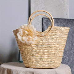 Straw Satchel Bag Summer Travel Handbag