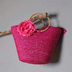 Straw Satchel Bag Summer Travel Handbag