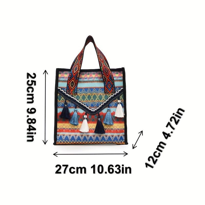 Ethnic Woven Tassel Clutch Bag Durable Handbag