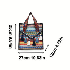 Ethnic Woven Tassel Clutch Bag Durable Handbag