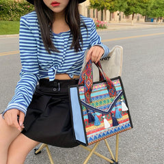 Ethnic Woven Tassel Clutch Bag Durable Handbag