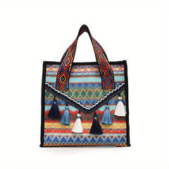 Ethnic Woven Tassel Clutch Bag Durable Handbag