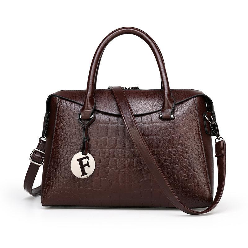 Crocodile Embossed Crossbody Bag With Stylish Double Handle