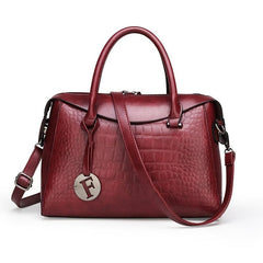 Crocodile Embossed Crossbody Bag With Stylish Double Handle