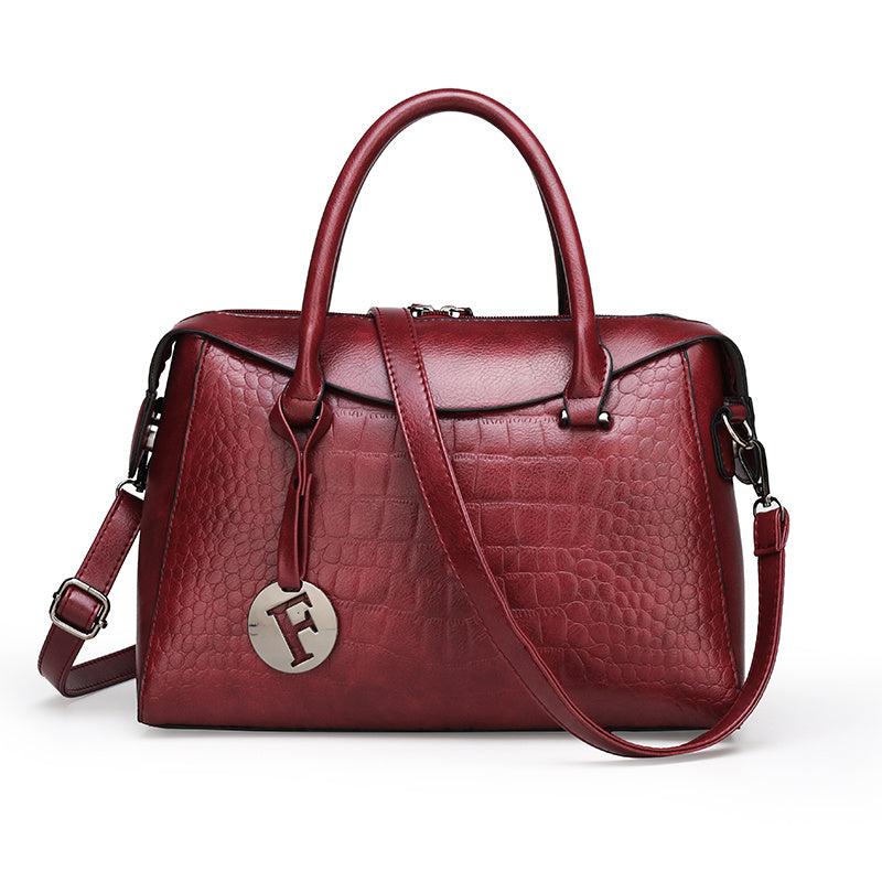 Crocodile Embossed Crossbody Bag With Stylish Double Handle