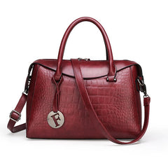Crocodile Embossed Crossbody Bag With Stylish Double Handle